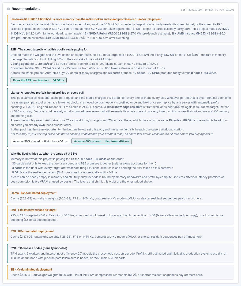 The recommendations panel: several findings, some with priced Apply buttons
